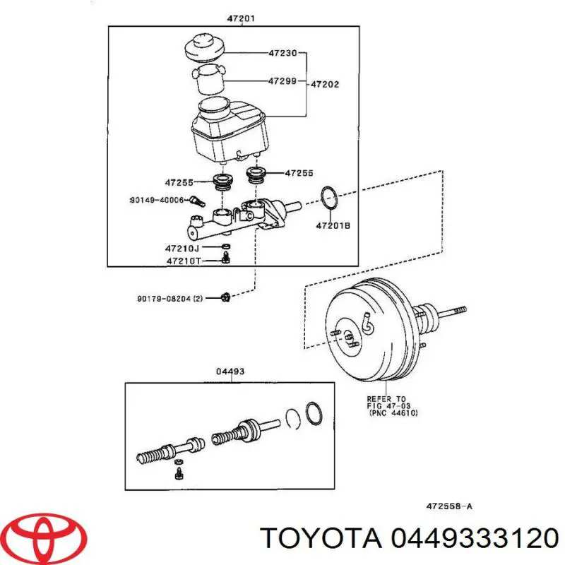Ремкомплект головного гальмівного циліндру Toyota 0449333120 ціна, від 193.11 USD
