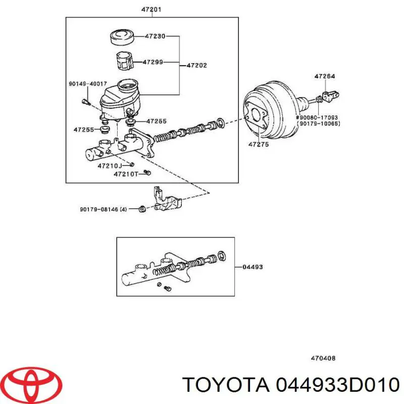 Ремкомплект головного гальмівного циліндру на Toyota Hiace (H1, H2)