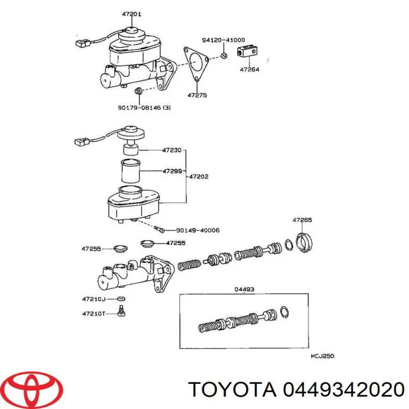 Ремкомплект головного гальмівного циліндру Toyota 0449342020 ціна, від 4.82 USD