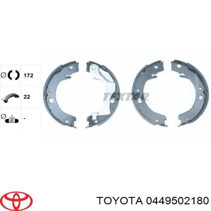 Колодки гальмові задні, барабанні Toyota 0449502180 ціна, від 25.13 USD