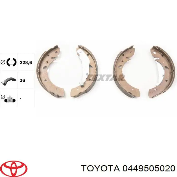 Колодки гальмові задні, барабанні 0449505020 Toyota