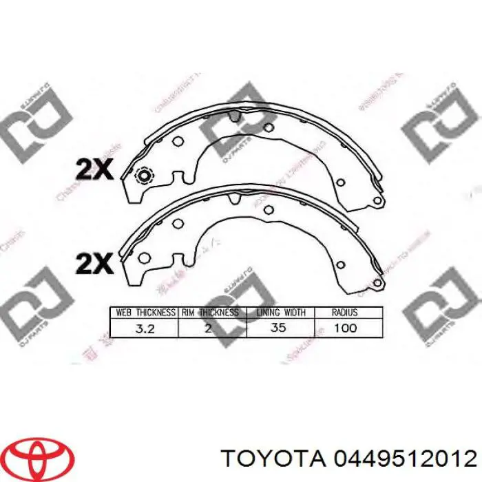 Колодки гальмові задні, барабанні 0449512012 Toyota