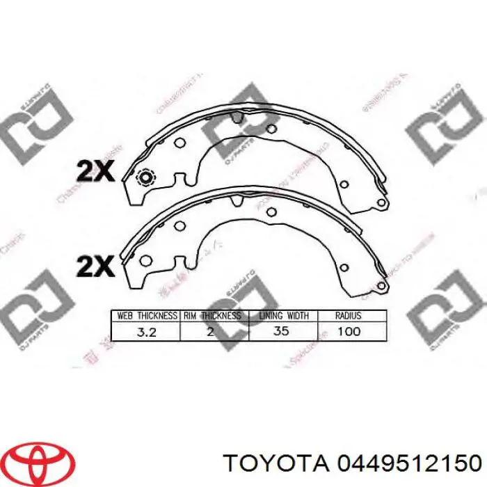 449512181 Toyota колодки гальмові задні, барабанні