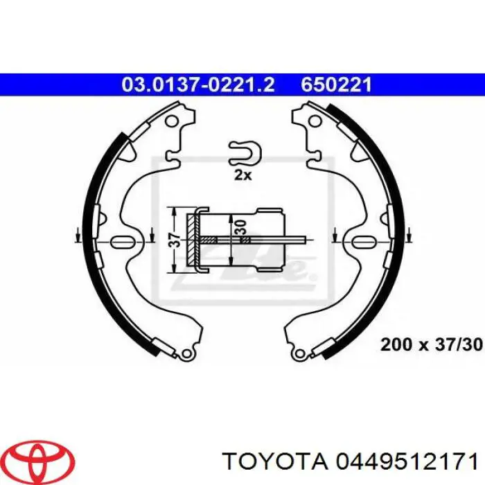 Колодки гальмові задні, барабанні Toyota 0449512171 ціна, від 13.95 USD