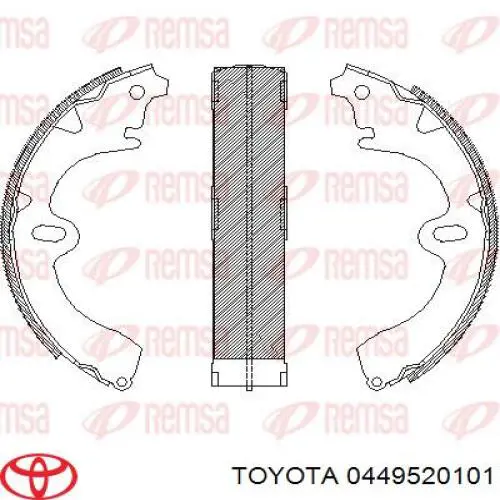 Колодки гальмові задні, барабанні Toyota 0449520101 ціна, від 15.23 USD