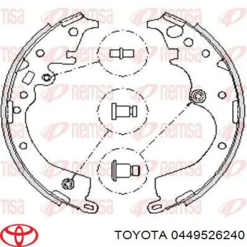 Колодки гальмові задні, барабанні Toyota 0449526240 ціна, від 37.68 USD