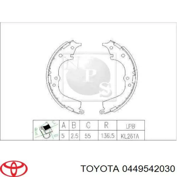 Купити 0449542030 Toyota Колодки гальмові задні, барабанні
