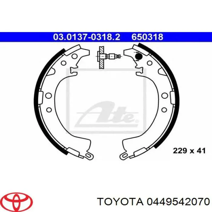 Колодки гальмові задні, барабанні 0449542070 Toyota