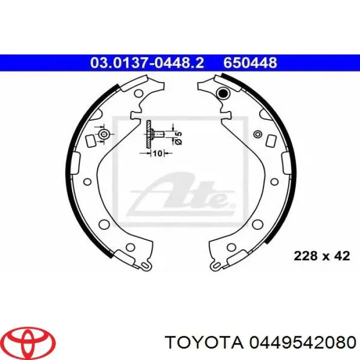 Колодки гальмові задні, барабанні Toyota 0449542080 ціна, від 24.93 USD