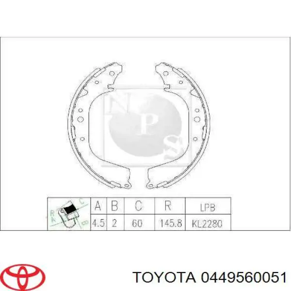 Купити 0449560051 Toyota Колодки гальмові задні, барабанні