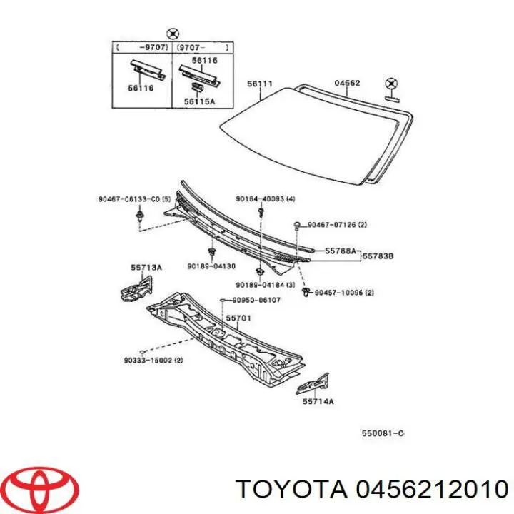 Купити 456212010 Toyota Ущільнювач заднього скла