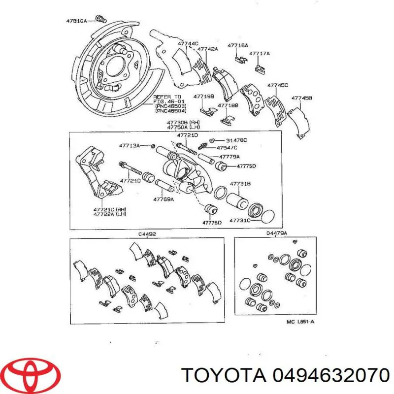 Пластина протискрипна кріплення гальмівної колодки, задня Toyota 0494632070 ціна, від 28.71 USD
