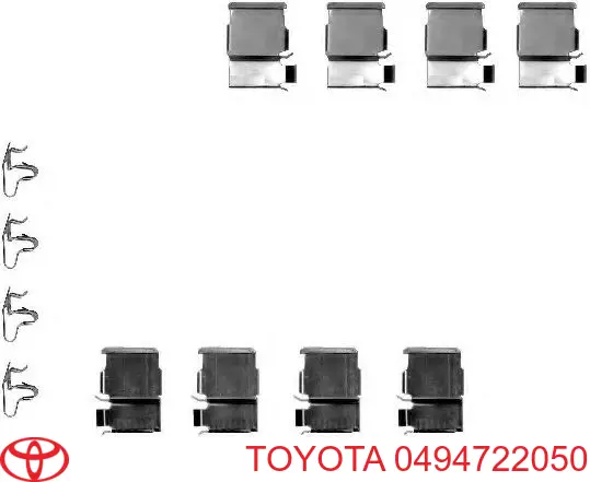 Купити 0494722050 Toyota Комплект пружинок кріплення дискових колодок, задніх