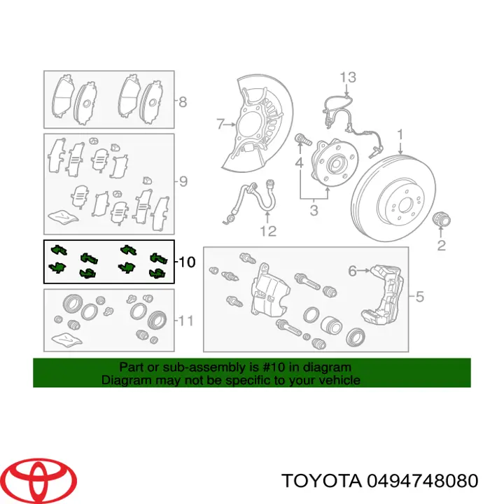 Ремкомплект передніх гальм Toyota 494748080 ціна, від 21.68 USD