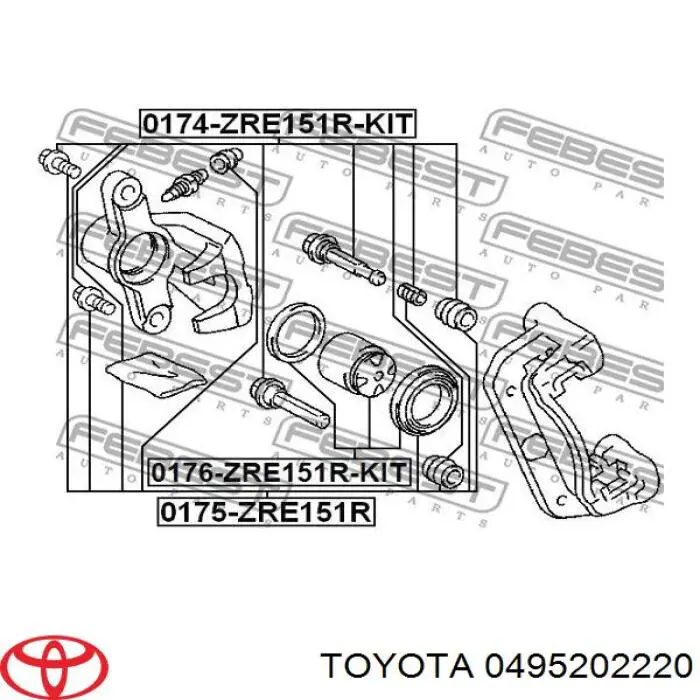 Ремкомплект супорту гальмівного переднього Toyota 0495202220 ціна, від 7.59 USD