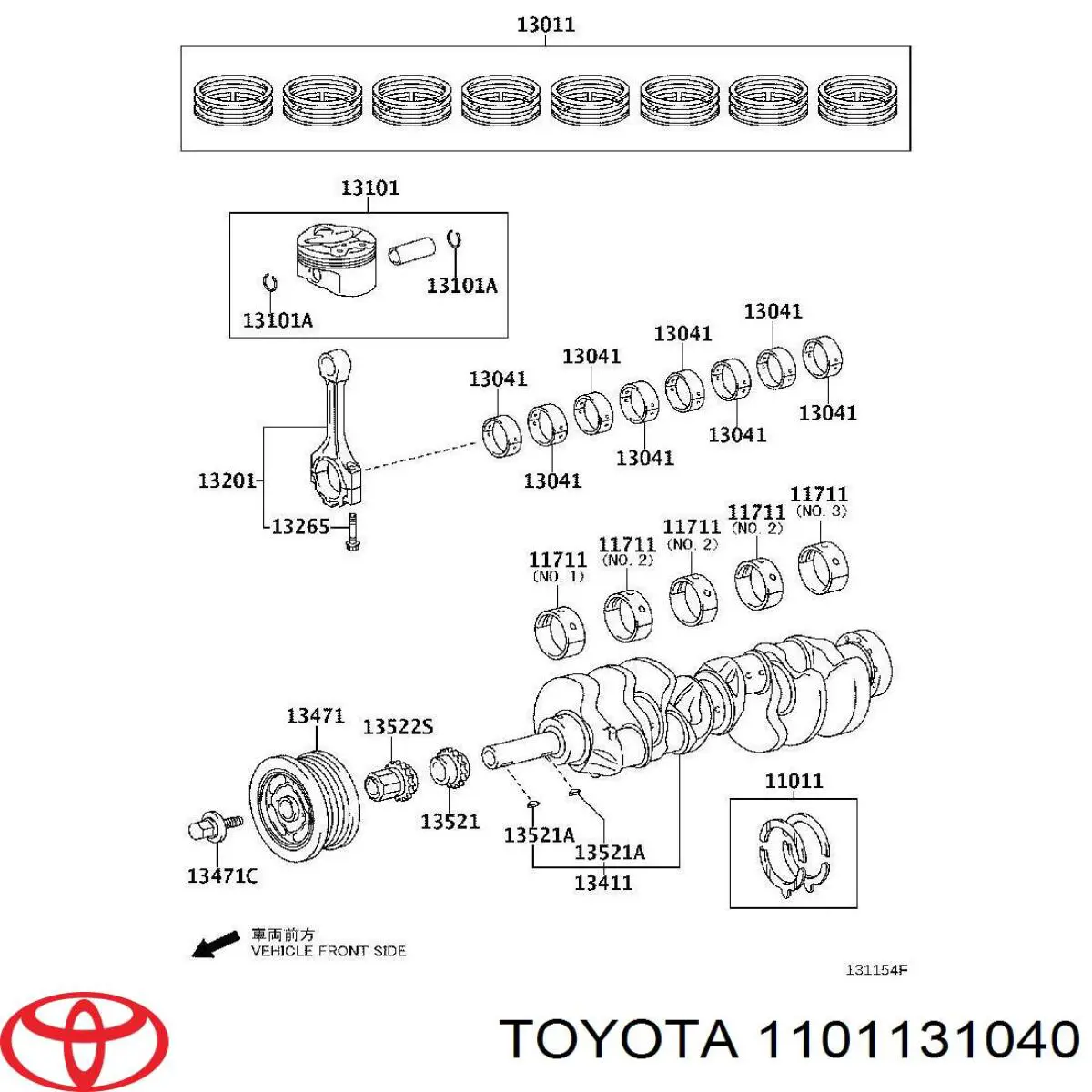 Півкільце підпірне (розбігу) колінвала, STD, комплект Toyota Land Cruiser PRADO ASIA (J12) (Тойота Ленд крузер)