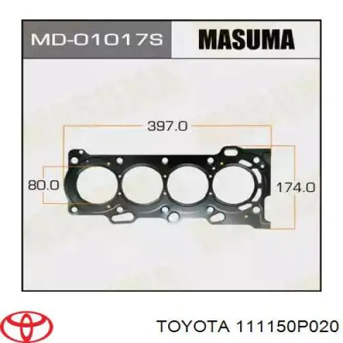 Прокладка головки блока циліндрів (ГБЦ), права 111150P020 Toyota