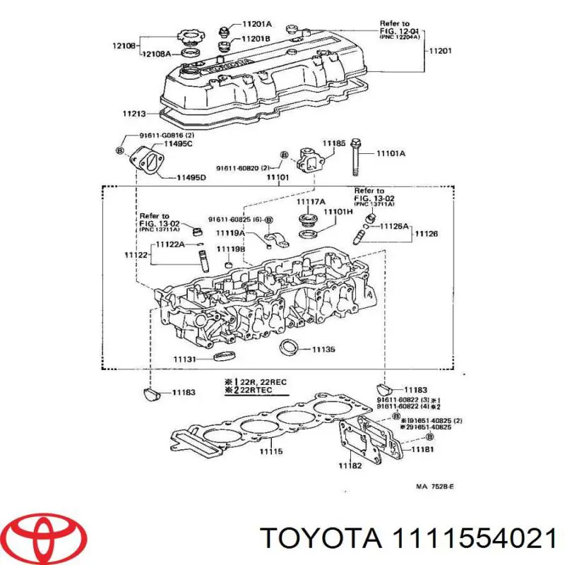 Прокладка ГБЦ Toyota 1111554021 ціна, від 22.40 USD