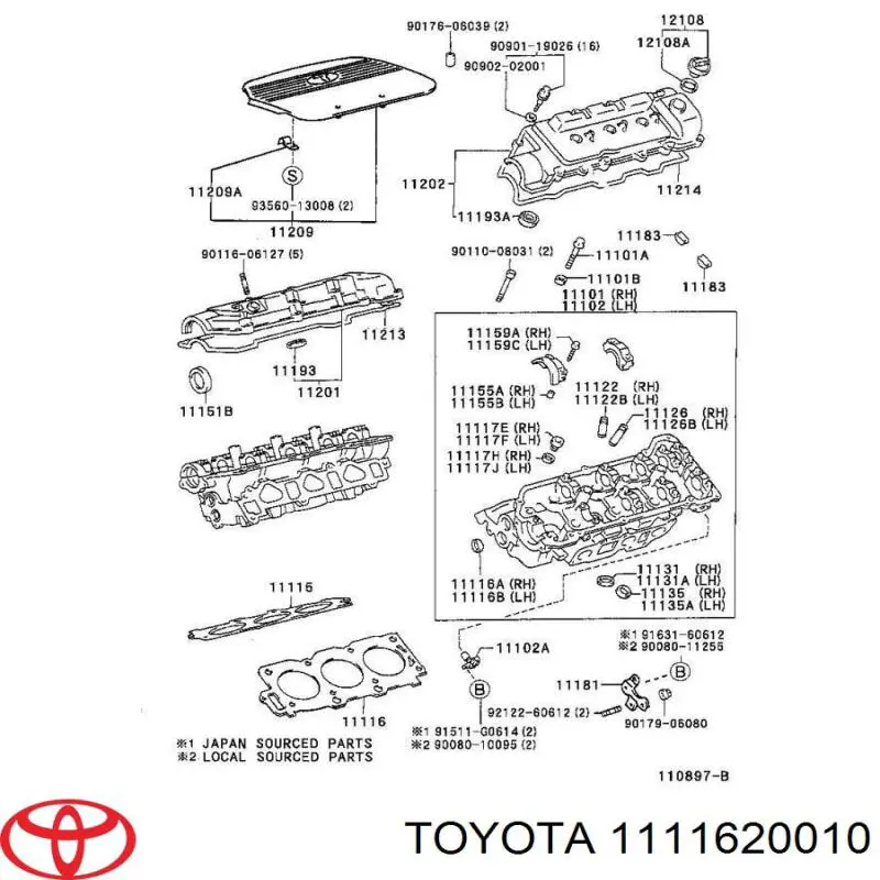 Купити 1111620010 Toyota Прокладка головки блока циліндрів (ГБЦ), ліва