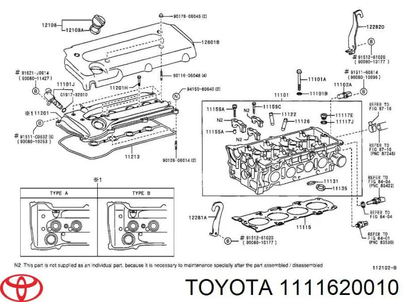 1111620010 Toyota прокладка головки блока циліндрів (гбц, ліва)