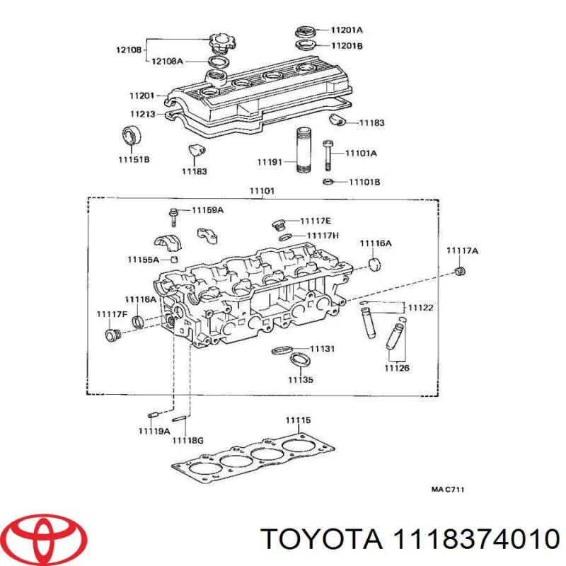 Заглушка клапанної кришки Toyota 1118374010 ціна, від 4.88 USD