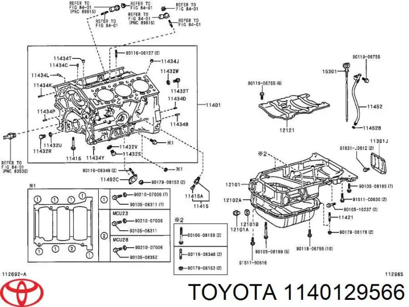 1140129566 Toyota Блок циліндрів двигуна