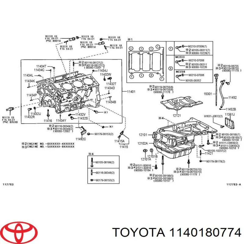 1140180774 Toyota Блок циліндрів двигуна