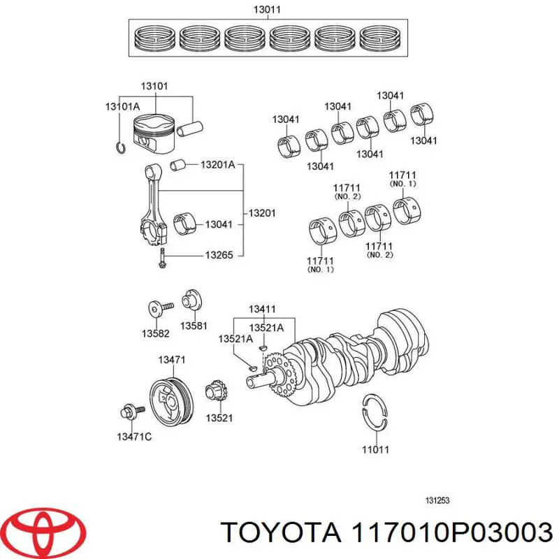 117010P03003 Toyota Підшипник ковзання клонували