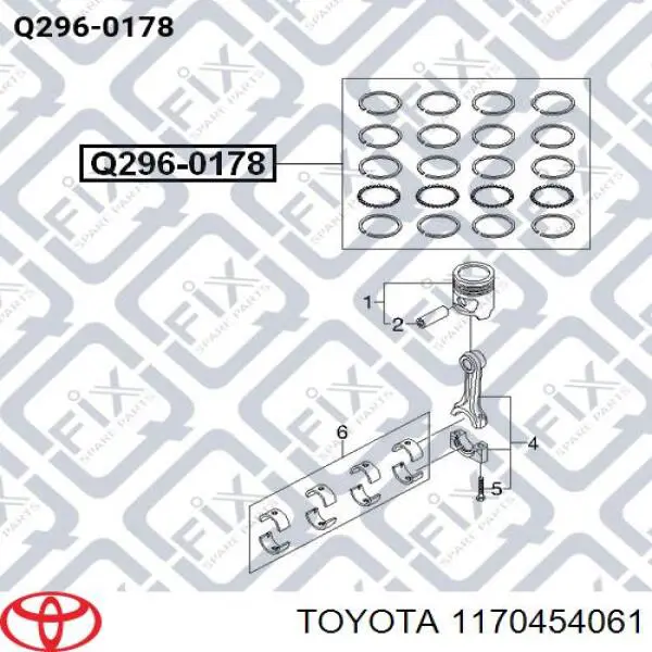 Вкладиші колінвала, корінні, комплект, 1-й ремонт (+0,25) 1170454061 Toyota