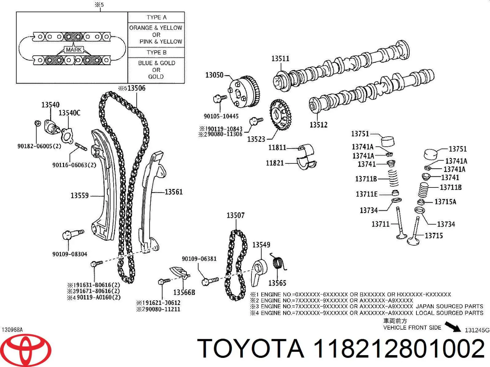 Втулка розподілвалу, на одну шийку, стандарт Toyota Camry (V50) (Тойота Камрі)