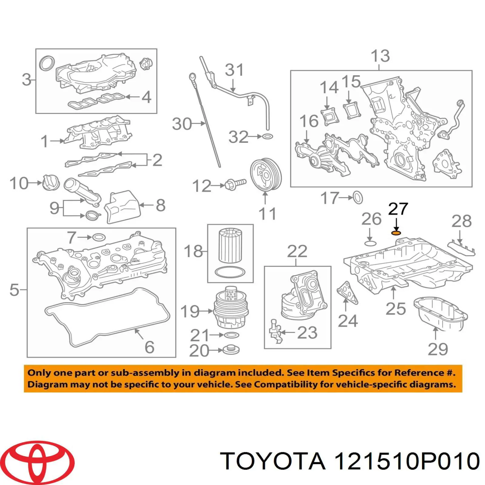 Купити 121510P010 Toyota Прокладка піддону картера двигуна