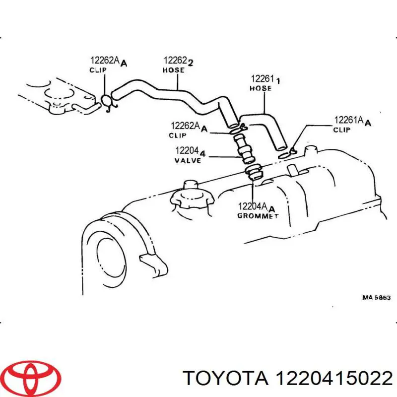 Клапан картерних газів Toyota 1220415022 ціна, від 10.43 USD