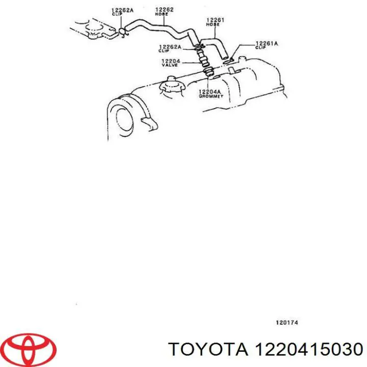 Клапан PCV (вентиляції картерних газів) Toyota Corolla (E8) (Тойота Королла)