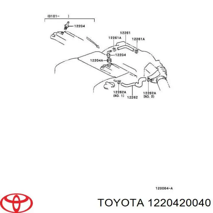 Клапан PCV (вентиляції картерних газів) на Toyota Camry (V20)
