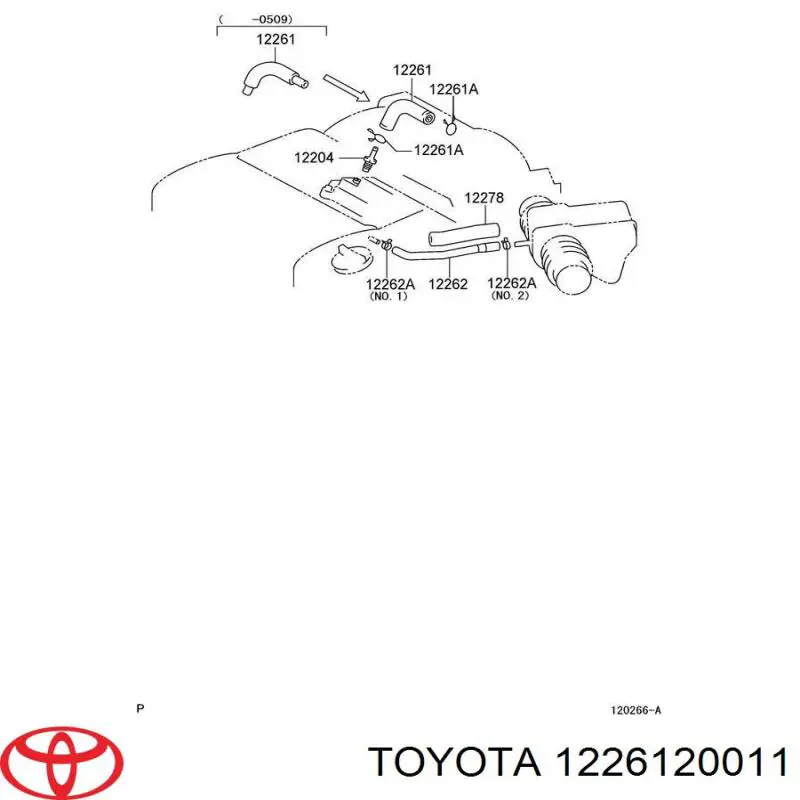 Патрубок вентиляції картера, масловіддільника Toyota Highlander HYBRID (Тойота Хайлендер)