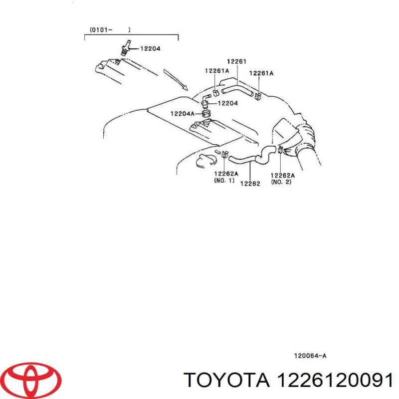 1226120091 Toyota патрубок вентиляції картера, масловіддільника