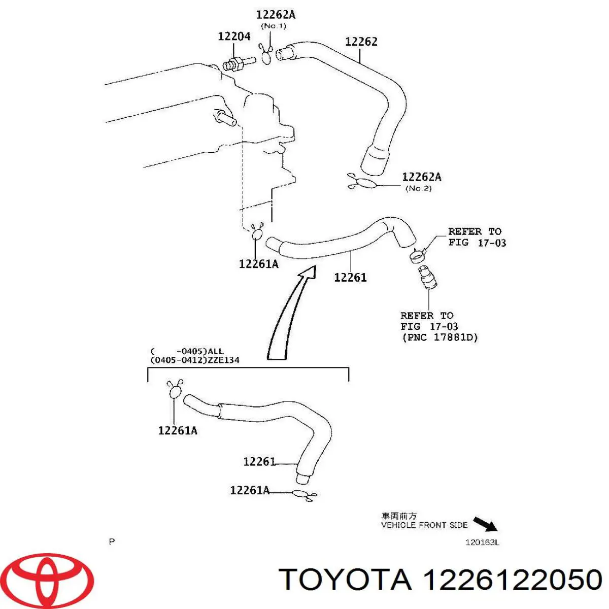 Патрубок вентиляції картера, масловіддільника на Toyota Corolla (E15)