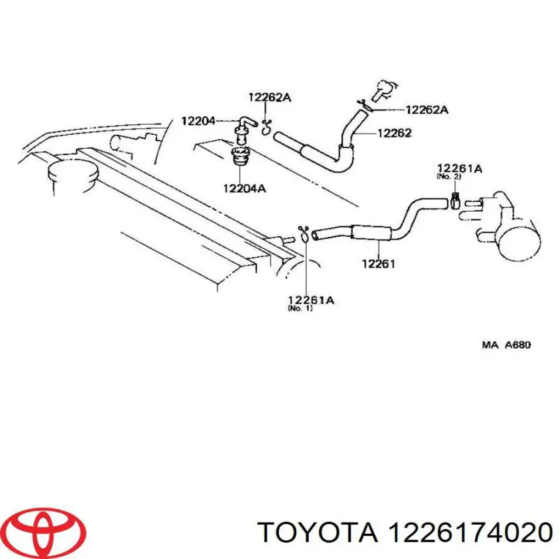 Трубка картера повітряна Toyota 1226174020 ціна, від 6.33 USD