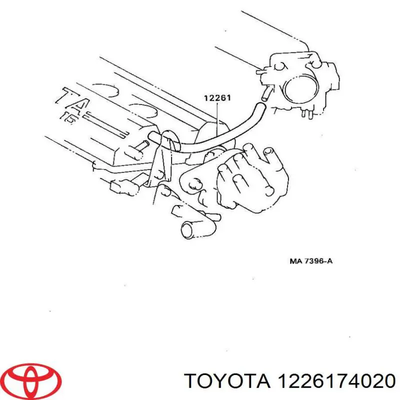 1226174020 Toyota патрубок вентиляції картера, масловіддільника
