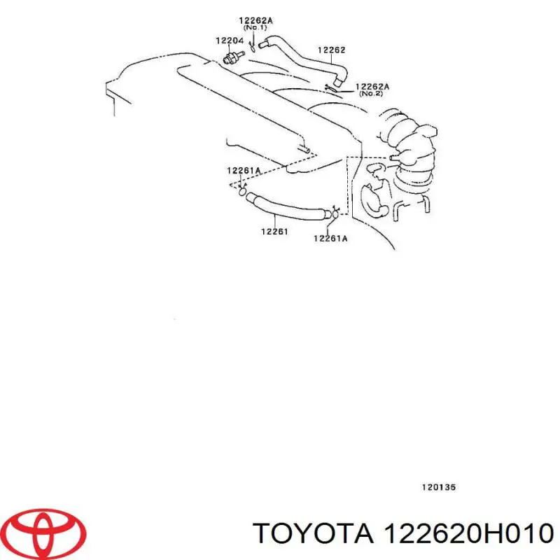 Трубка картера повітряна Toyota 122620H010 ціна, від 20.54 USD
