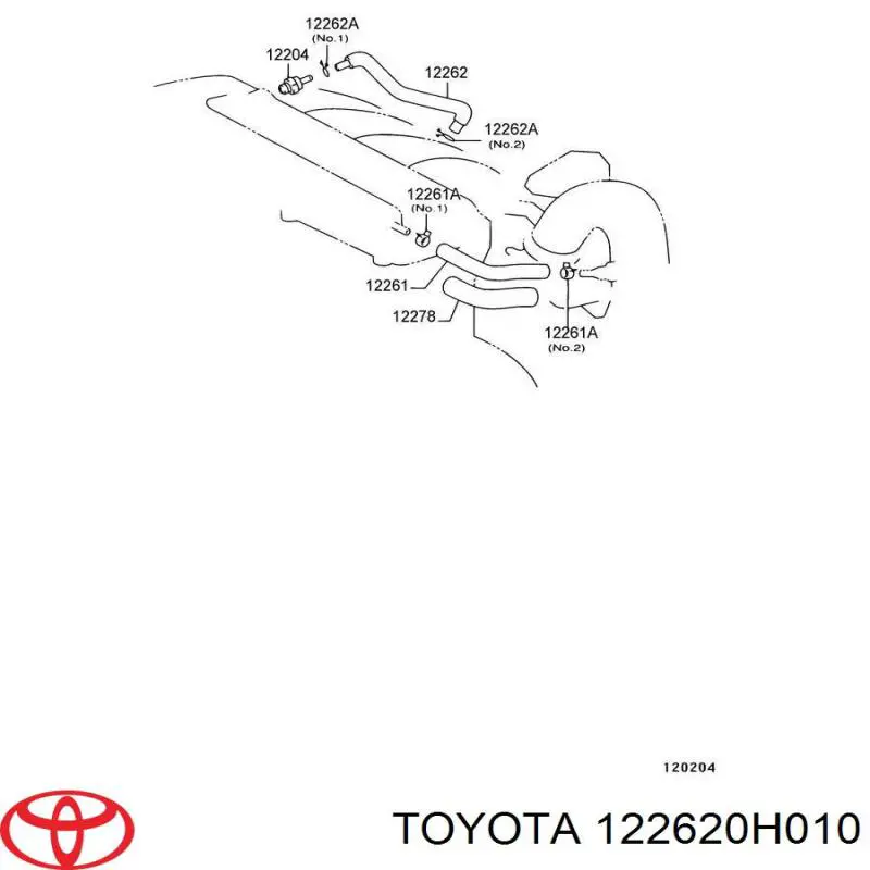 Патрубок вентиляції картера 122620H010 Toyota