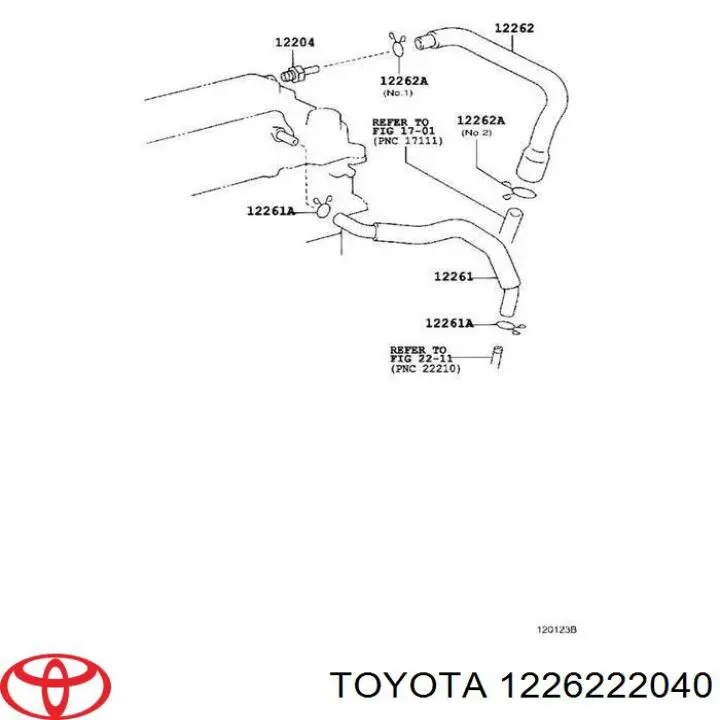 1226222040 Toyota патрубок вентиляції картера, масловіддільника
