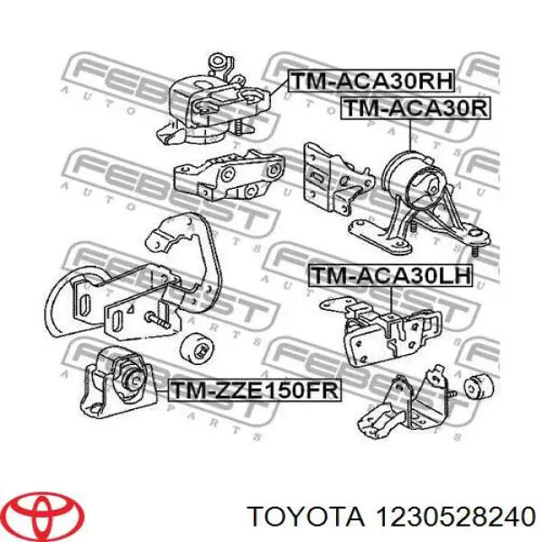 Подушка (опора) двигуна, права 1230528240 Toyota