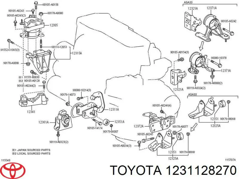 Купити 1231128270 Toyota Кронштейн подушки (опори) двигуна, передньої