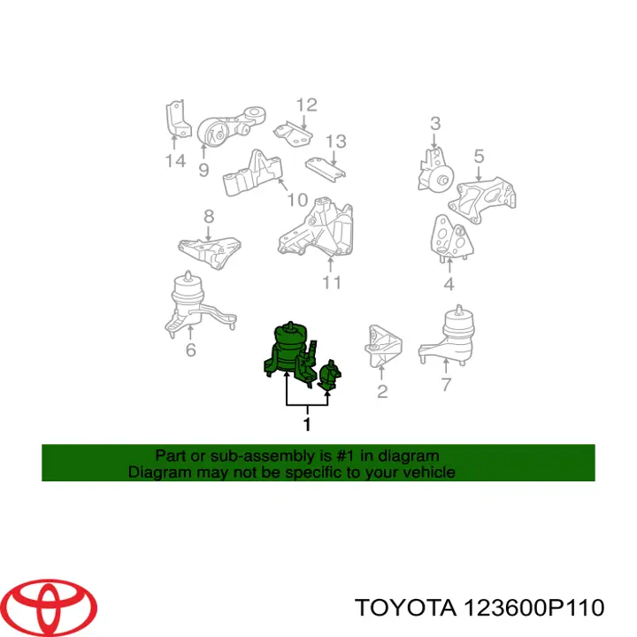 Подушка двигуна передня 123600P110 Toyota