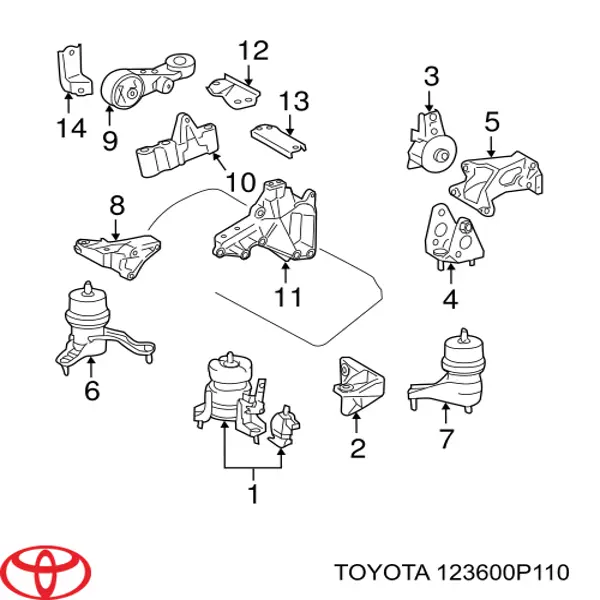 123600P110 Toyota Подушка передньої опори двигуна