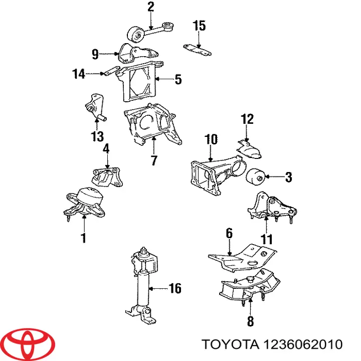 Подушка (опора) двигуна, передня Toyota 1236062010 ціна, від 42.66 USD