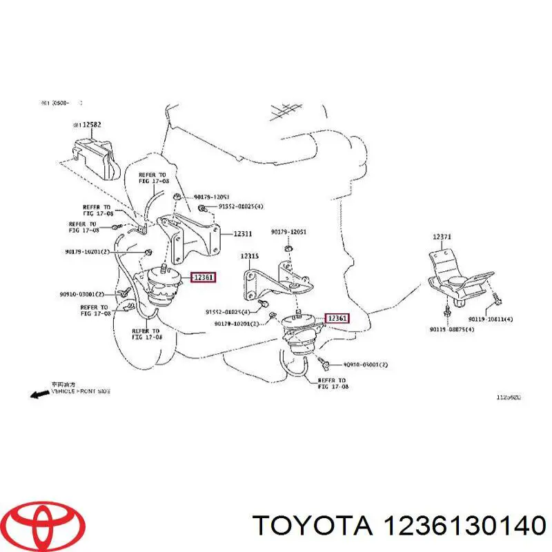1236130140 Toyota подушка (опора двигуна, передня)