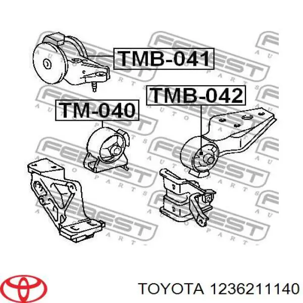 Подушка (опора) двигуна, права 1236211140 Toyota