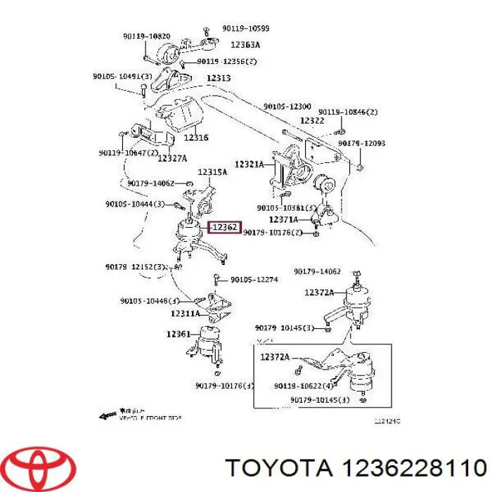 1236228110 Toyota Права подушка мотора